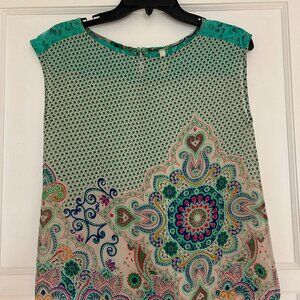 Lovemarks Multicolored Paisley and Lace Tank